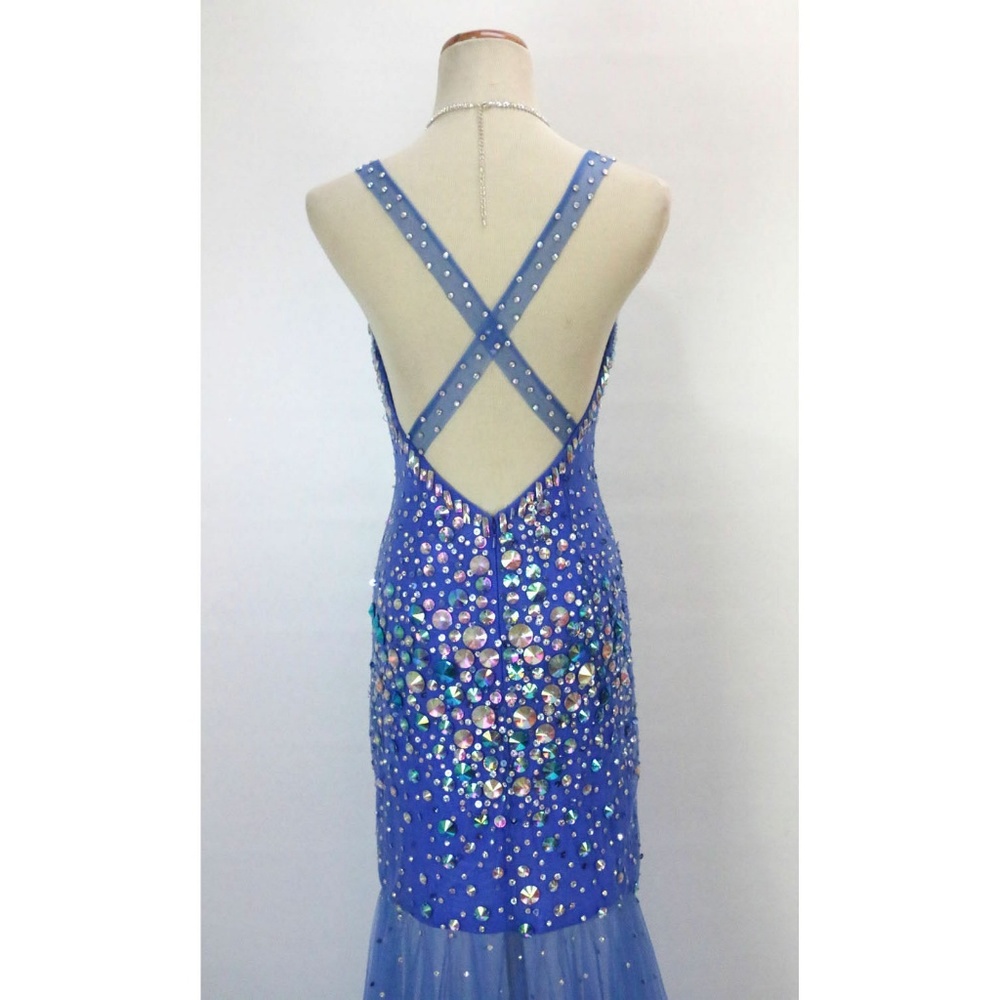 NWT Jovani Authentic Royal Beaded Halter Open-Back - Picture 3 of 8